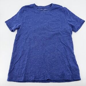 Lucky Brand Mens Blue Heathered Slub Pocket T-Shirt Size M Cotton Linen Blend